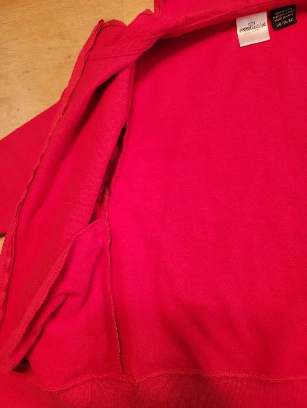 Kids Red Spider-Themed Zip-up Hoodie Jacket Size XS